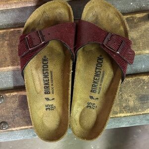 Birkenstock Burgundy Textured Sandals